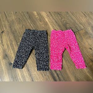 BabyGap Leggings Set of 2 - Red & Black with white polka dots, 3-6 month